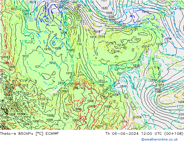 Theta-e 850hPa ECMWF Th 06.06.2024 12 UTC