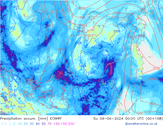 Precipitation accum. ECMWF  09.06.2024 00 UTC