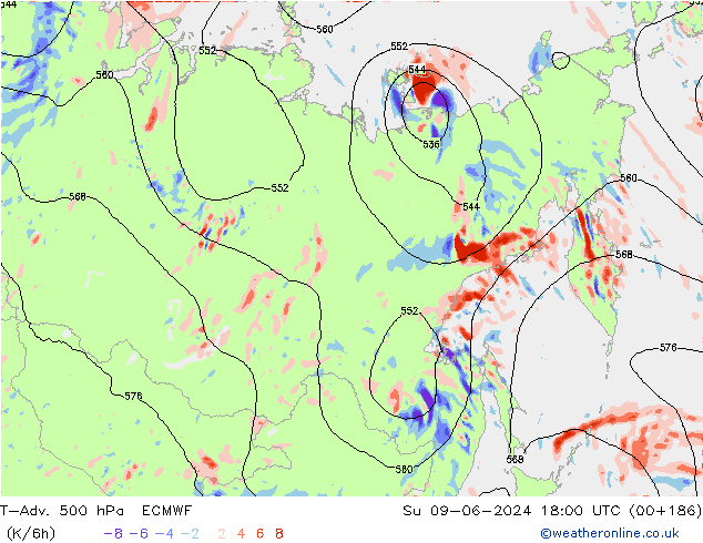 T-Adv. 500 hPa ECMWF dim 09.06.2024 18 UTC