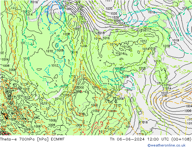 Theta-e 700hPa ECMWF Th 06.06.2024 12 UTC