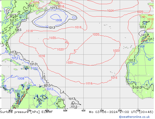 Yer basıncı ECMWF Pzt 03.06.2024 21 UTC