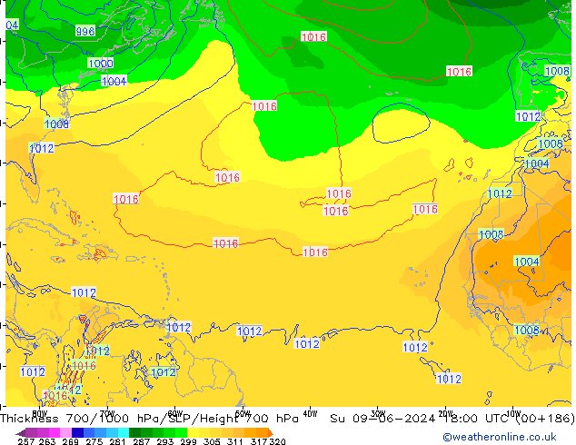 Thck 700-1000 hPa ECMWF Su 09.06.2024 18 UTC