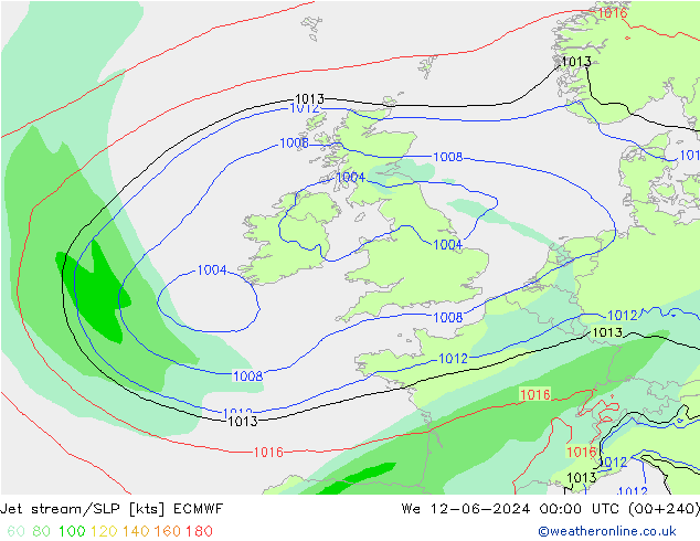 Prąd strumieniowy ECMWF śro. 12.06.2024 00 UTC