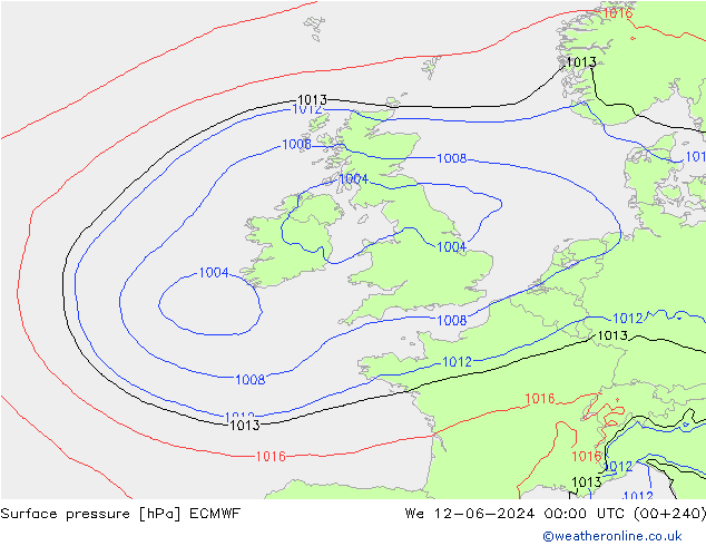 Yer basıncı ECMWF Çar 12.06.2024 00 UTC