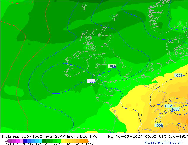 Thck 850-1000 hPa ECMWF Po 10.06.2024 00 UTC