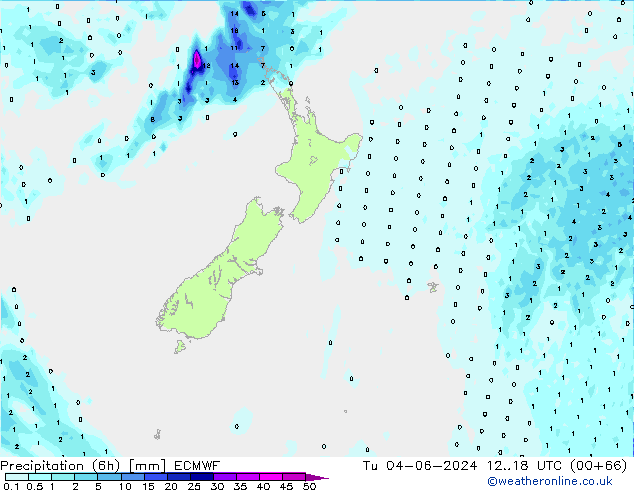 осадки (6h) ECMWF вт 04.06.2024 18 UTC