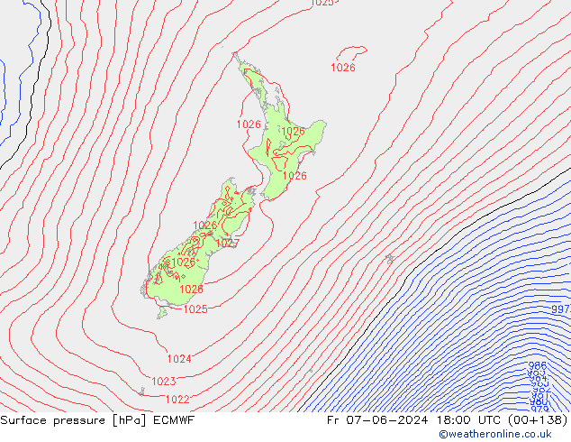 ciśnienie ECMWF pt. 07.06.2024 18 UTC