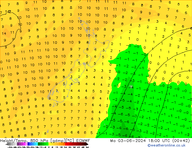 Z500/Rain (+SLP)/Z850 ECMWF lun 03.06.2024 18 UTC