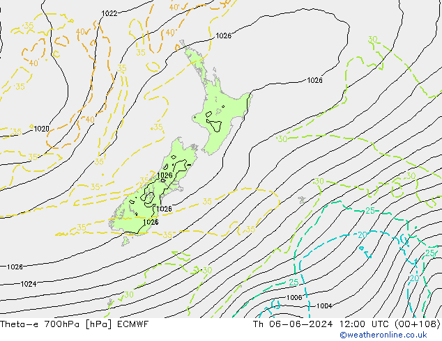 Theta-e 700hPa ECMWF  06.06.2024 12 UTC