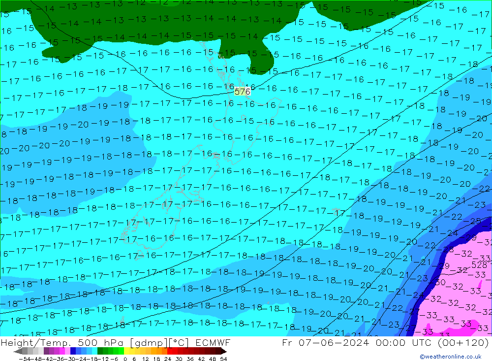 Height/Temp. 500 hPa ECMWF Sex 07.06.2024 00 UTC