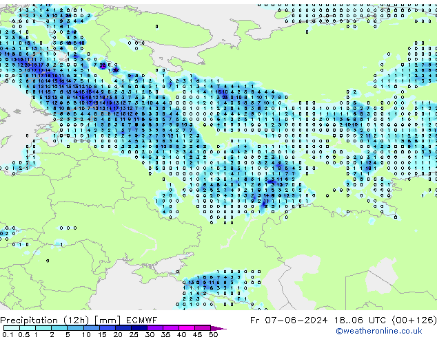 Yağış (12h) ECMWF Cu 07.06.2024 06 UTC