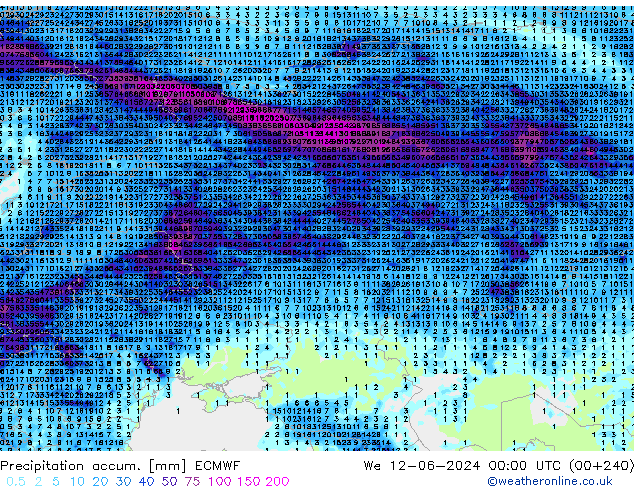 Precipitation accum. ECMWF  12.06.2024 00 UTC