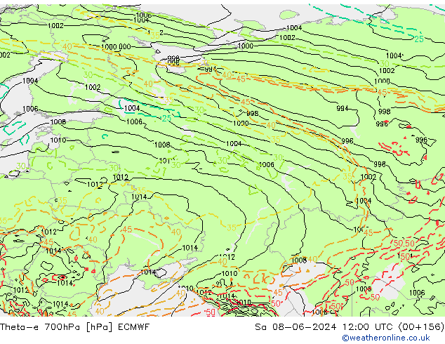 Theta-e 700hPa ECMWF Cts 08.06.2024 12 UTC