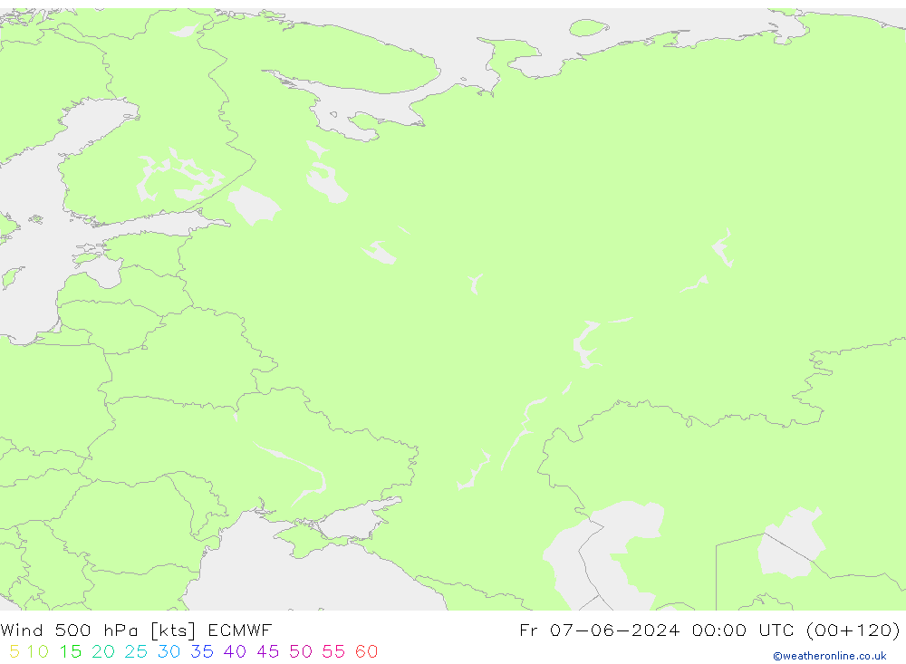 Rüzgar 500 hPa ECMWF Cu 07.06.2024 00 UTC