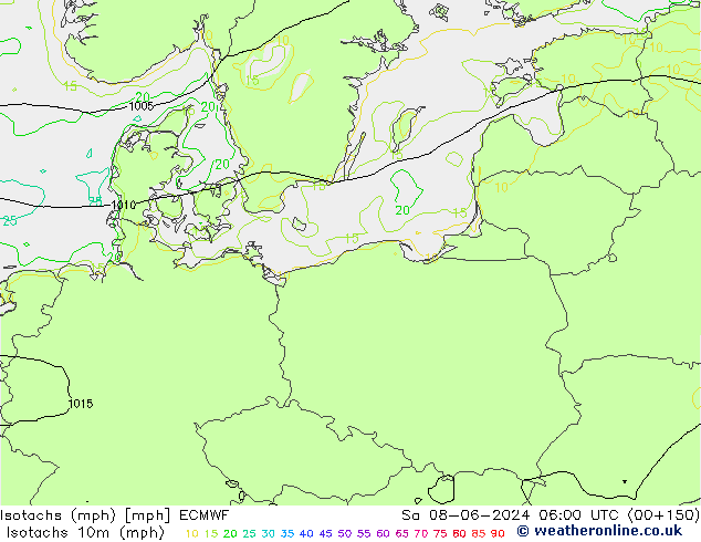 Eşrüzgar Hızları mph ECMWF Cts 08.06.2024 06 UTC