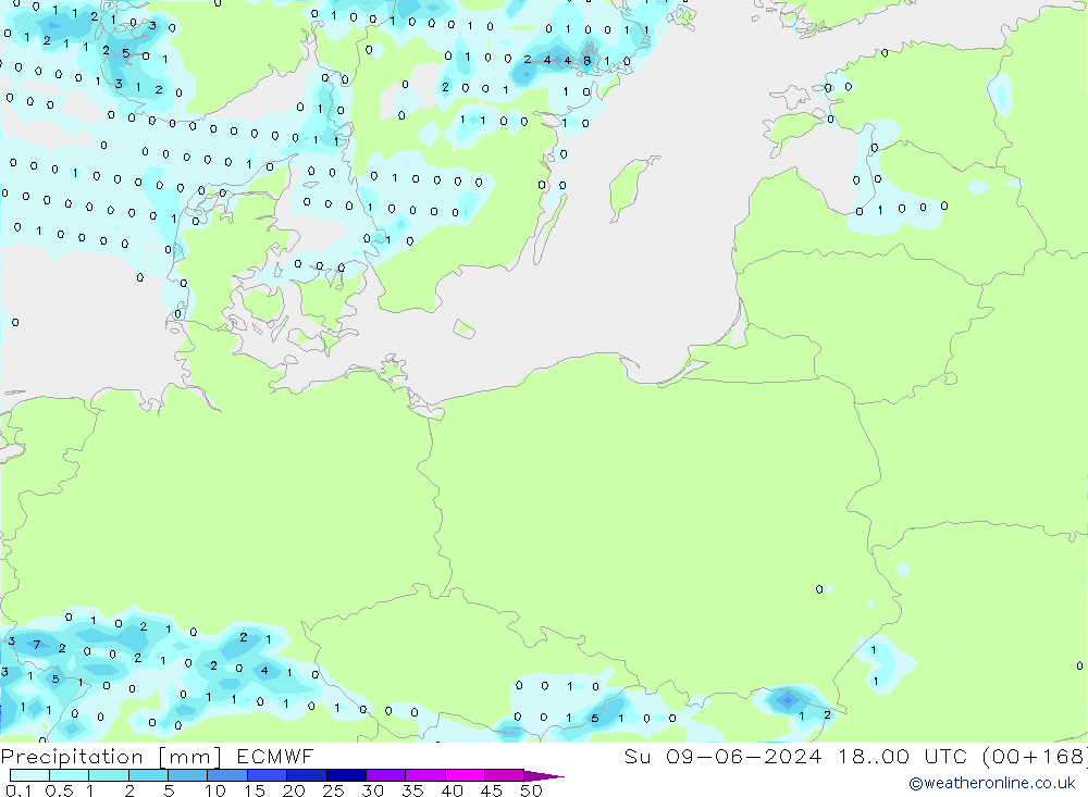 Precipitazione ECMWF dom 09.06.2024 00 UTC