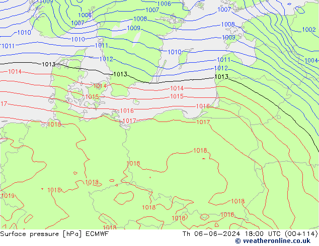 Pressione al suolo ECMWF gio 06.06.2024 18 UTC