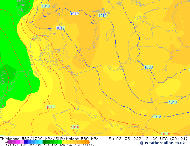 Thck 850-1000 hPa ECMWF Su 02.06.2024 21 UTC