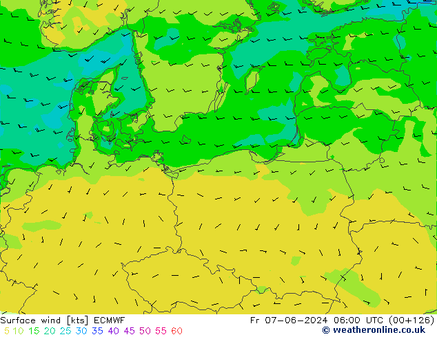 Surface wind ECMWF Fr 07.06.2024 06 UTC