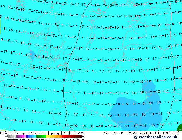 Z500/Rain (+SLP)/Z850 ECMWF dom 02.06.2024 06 UTC