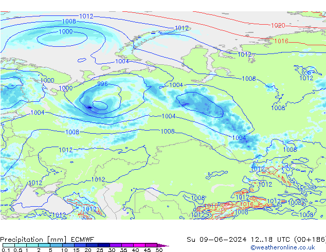 Precipitación ECMWF dom 09.06.2024 18 UTC
