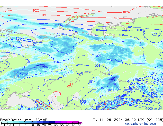 Neerslag ECMWF di 11.06.2024 12 UTC
