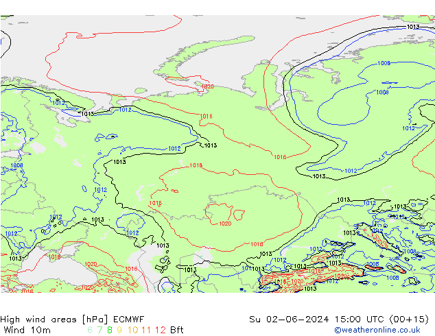 High wind areas ECMWF Dom 02.06.2024 15 UTC