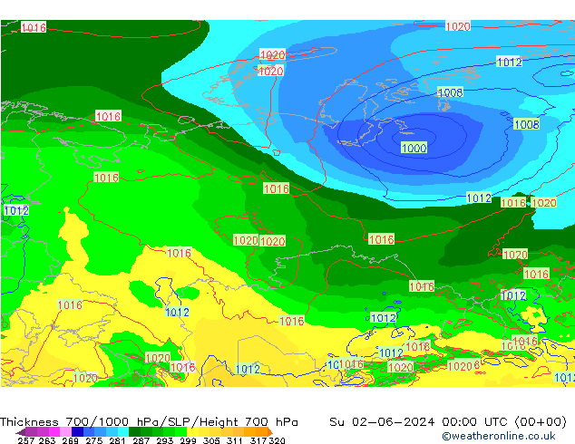 Thck 700-1000 hPa ECMWF dim 02.06.2024 00 UTC