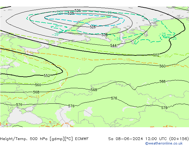 Z500/Rain (+SLP)/Z850 ECMWF сб 08.06.2024 12 UTC