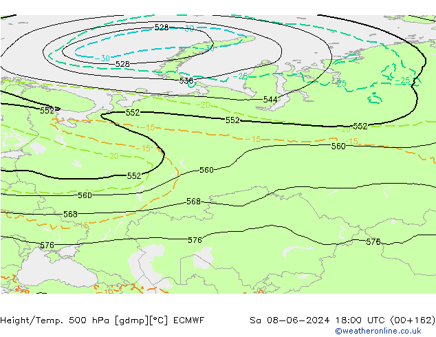 Z500/Rain (+SLP)/Z850 ECMWF Sa 08.06.2024 18 UTC