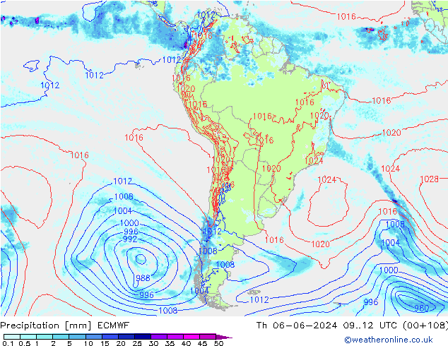 precipitação ECMWF Qui 06.06.2024 12 UTC