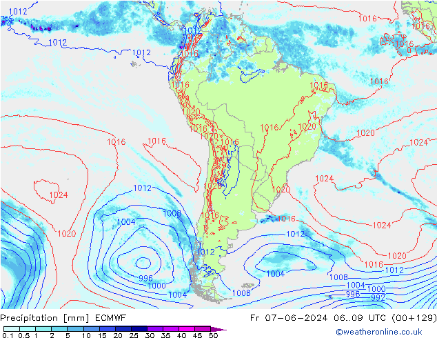 Srážky ECMWF Pá 07.06.2024 09 UTC