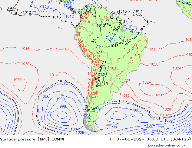 pression de l'air ECMWF ven 07.06.2024 06 UTC