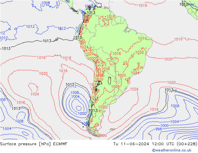 Yer basıncı ECMWF Sa 11.06.2024 12 UTC