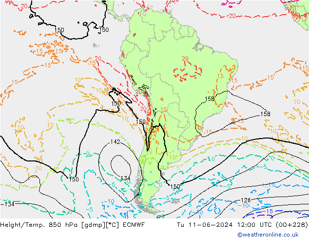 Z500/Rain (+SLP)/Z850 ECMWF mar 11.06.2024 12 UTC