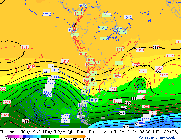 Dikte 500-1000hPa ECMWF wo 05.06.2024 06 UTC