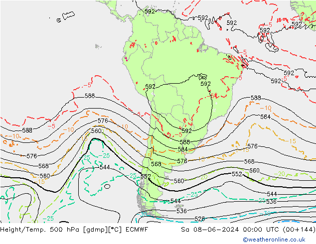 Z500/Rain (+SLP)/Z850 ECMWF Sa 08.06.2024 00 UTC