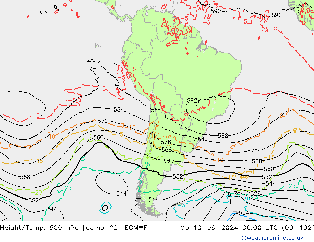 Z500/Yağmur (+YB)/Z850 ECMWF Pzt 10.06.2024 00 UTC