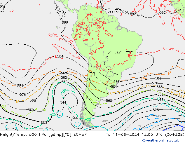 Z500/Rain (+SLP)/Z850 ECMWF mar 11.06.2024 12 UTC