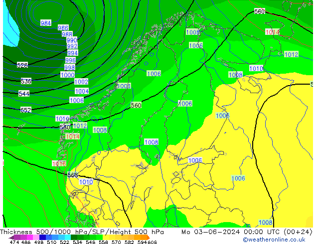 Schichtdicke 500-1000 hPa ECMWF Mo 03.06.2024 00 UTC