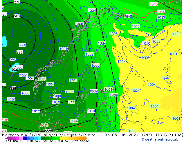 Schichtdicke 500-1000 hPa ECMWF Do 06.06.2024 12 UTC