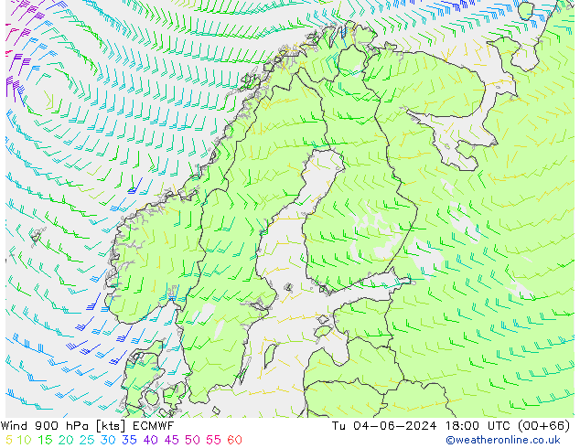 Wind 900 hPa ECMWF Tu 04.06.2024 18 UTC