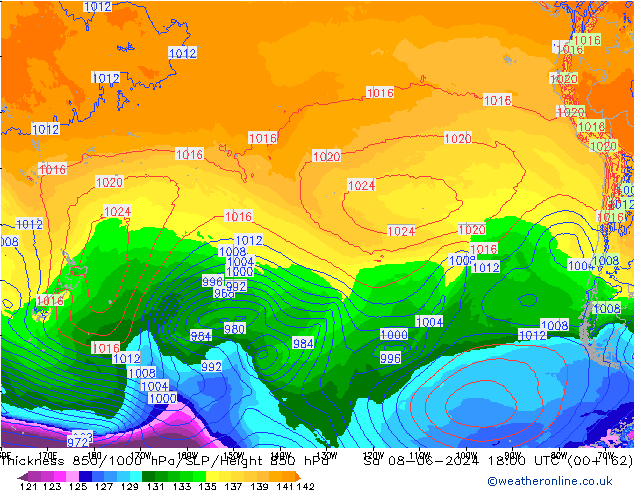 Thck 850-1000 hPa ECMWF sam 08.06.2024 18 UTC