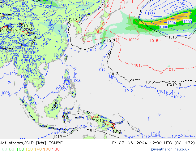 Jet Akımları/SLP ECMWF Cu 07.06.2024 12 UTC