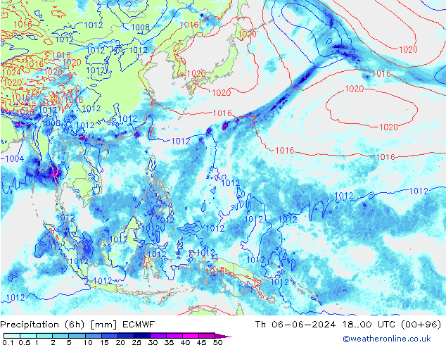 Precipitation (6h) ECMWF Th 06.06.2024 00 UTC