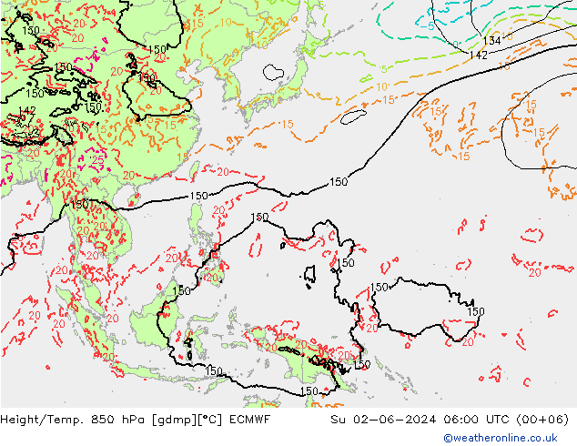 Z500/Rain (+SLP)/Z850 ECMWF Dom 02.06.2024 06 UTC