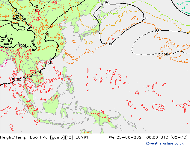 Yükseklik/Sıc. 850 hPa ECMWF Çar 05.06.2024 00 UTC