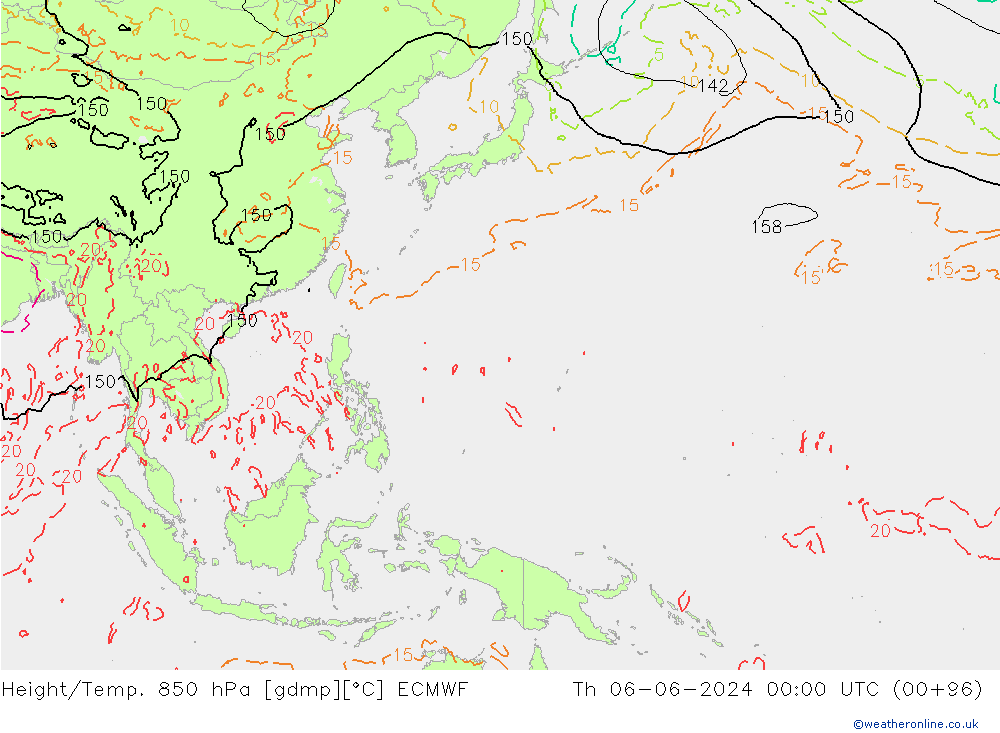 Z500/Rain (+SLP)/Z850 ECMWF jeu 06.06.2024 00 UTC