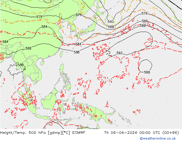 Z500/Rain (+SLP)/Z850 ECMWF Th 06.06.2024 00 UTC