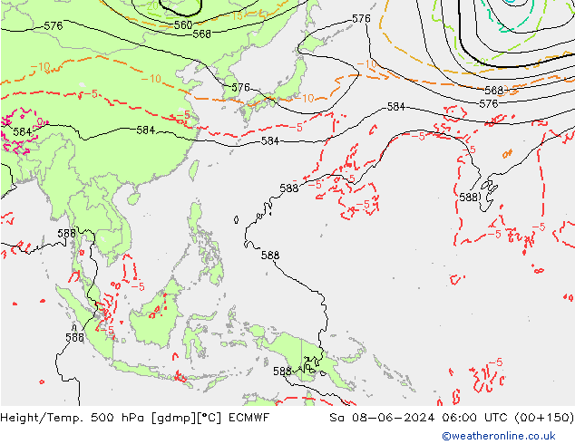 Z500/Regen(+SLP)/Z850 ECMWF za 08.06.2024 06 UTC